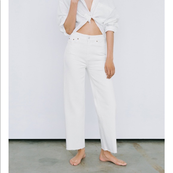 Zara Denim - ZARA ZW Signature Premium High Rise Wide Leg Culottes Raw Hem 4 27 $50 NWT
